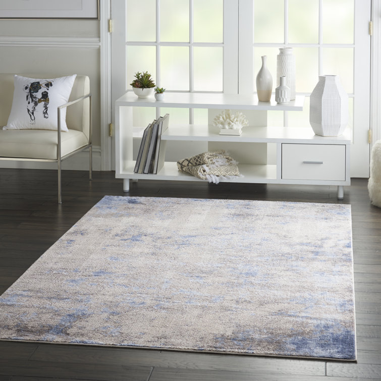 Williston Wilbraham Power Loomed Blue/Ivory/Grey Rug & Reviews